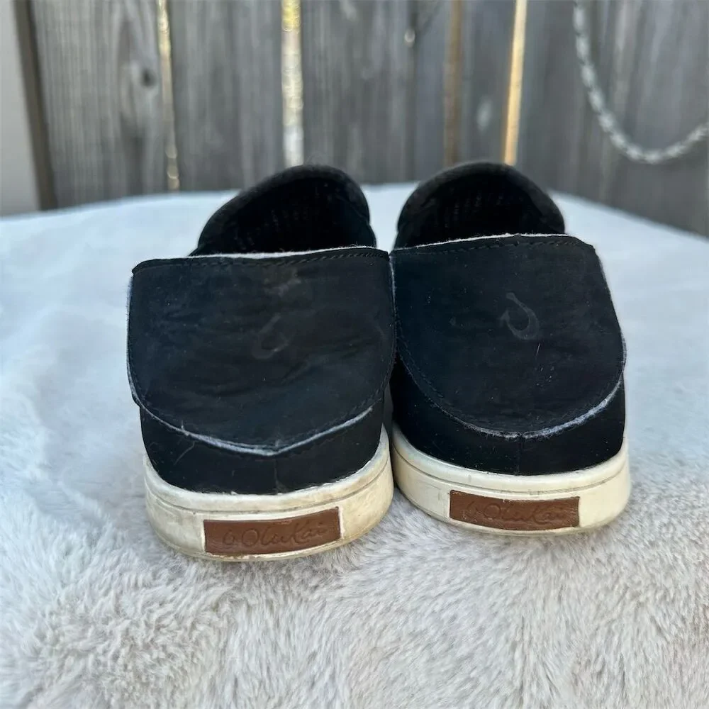OluKai Pehuea Women's Black Slip-On Sneakers Size 7 Casual Shoes
